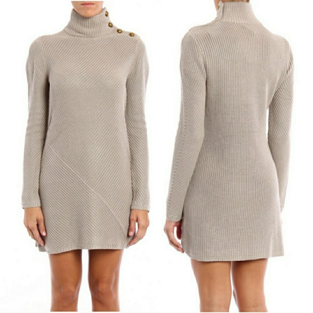 Tory Burch Brodie Tunic Dress Sweater Viscose Turtleneck Knit Size Medium - Picture 11 of 13